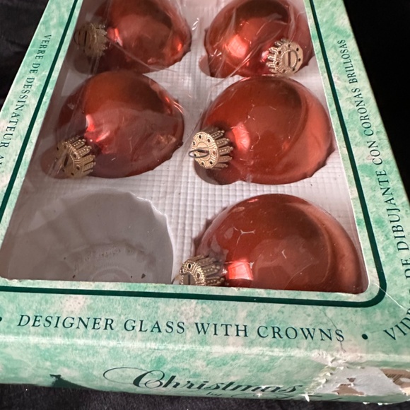 Krebs set of 5 designer glass with crowns Christmas ornaments - Picture 2 of 4
